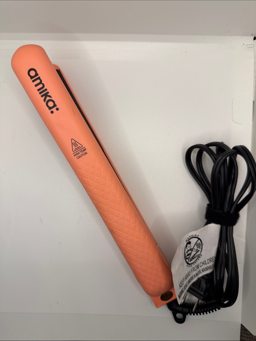 amika Coral Orange Flat Iron with Black Cord AM5570